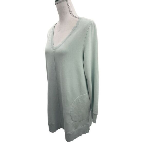 Soft surroundings long sleeve baby blue v neck - Picture 2 of 14
